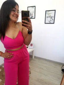 Conjunto Rosa Top De Tirantes Y Pantalón De Pierna Ancha Con Locura